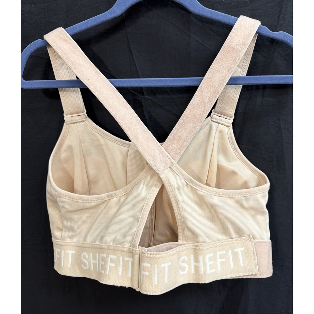 SHEFIT Cream Front Zip High Impact Ultimate Sports Bra Size 2 Luxe - Picture 4 of 9